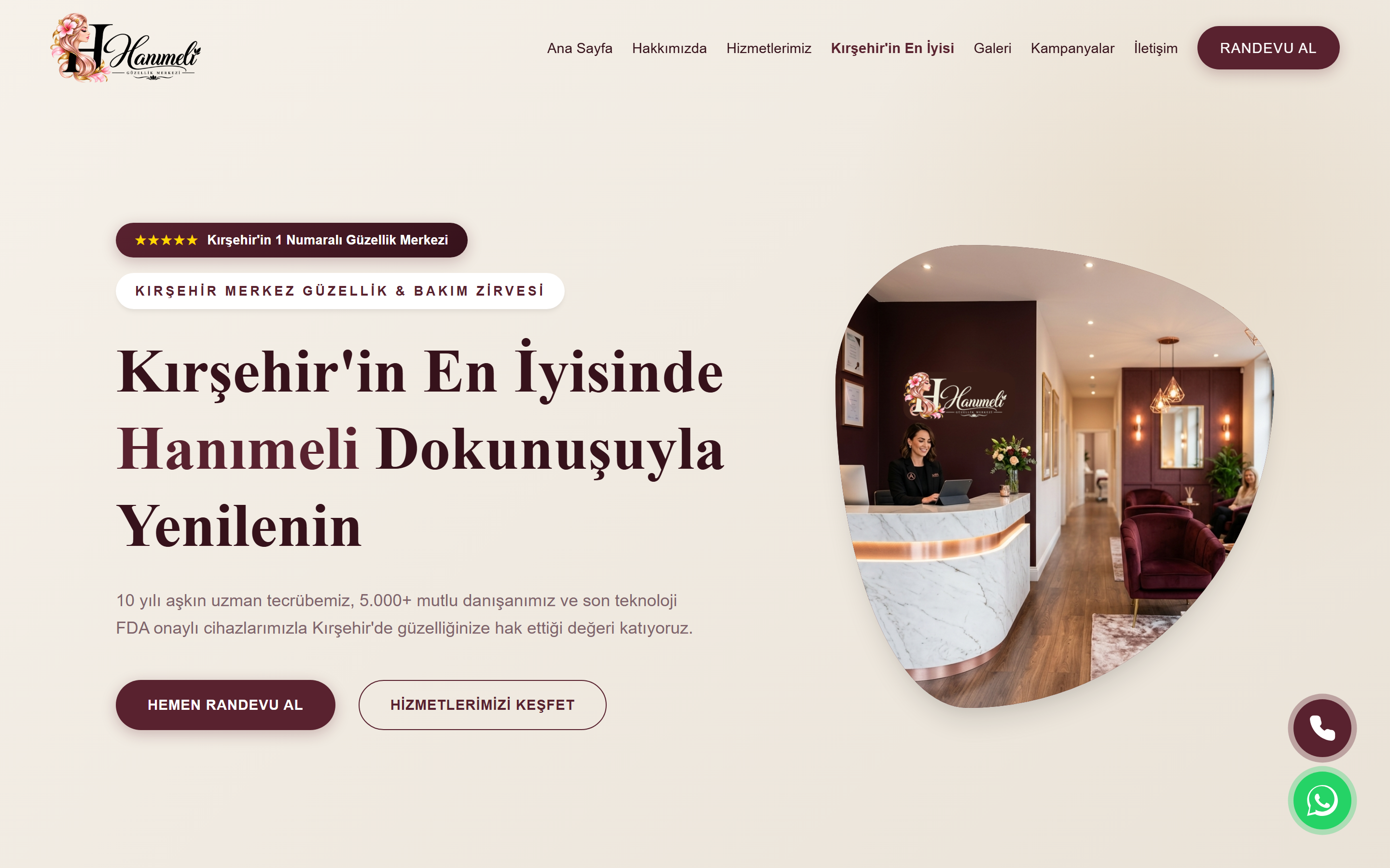 Hanımeli Güzellik Merkezi Web Tasarımı Masaüstü Görünüm