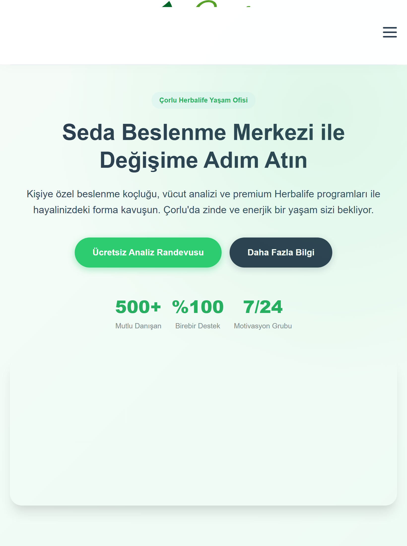 Seda Beslenme Merkezi iPad Tablet Görünüm